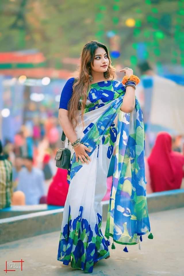 Women's Chanderi Silk Saree with Modern Digital Print, 5 Colours