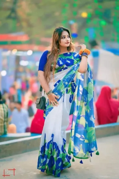 Women's Chanderi Silk Saree with Modern Digital Print, 5 Colours