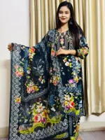 Women's DTX Fabric Digital Print Three Piece, Sizes 38 to 44