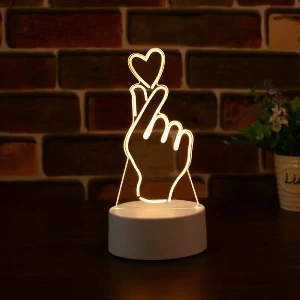 গিয়ার আপ অ্যাক্রিলিক মাল্টিকালার নাইট Lamp (Finger Heart)