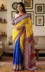 Women's Boishakh Half Cotton Saree with Blouse Piece, 5 Colours