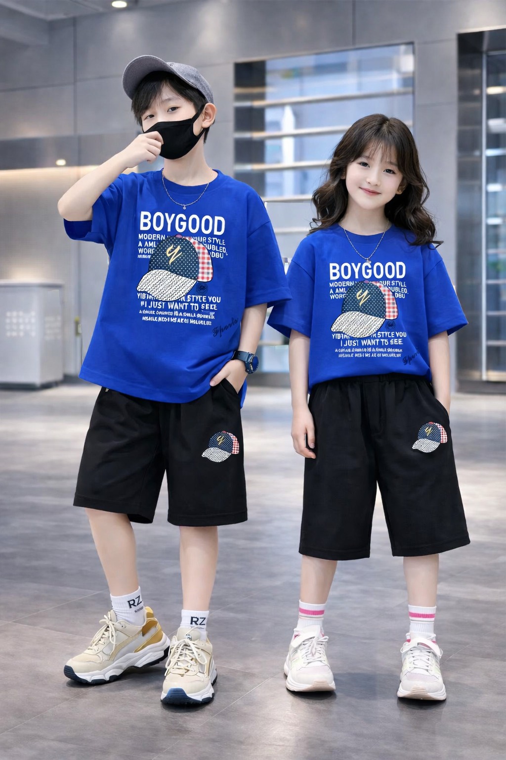 Cotton Drop Shoulder Tee and Pant Set for Boys and Girls