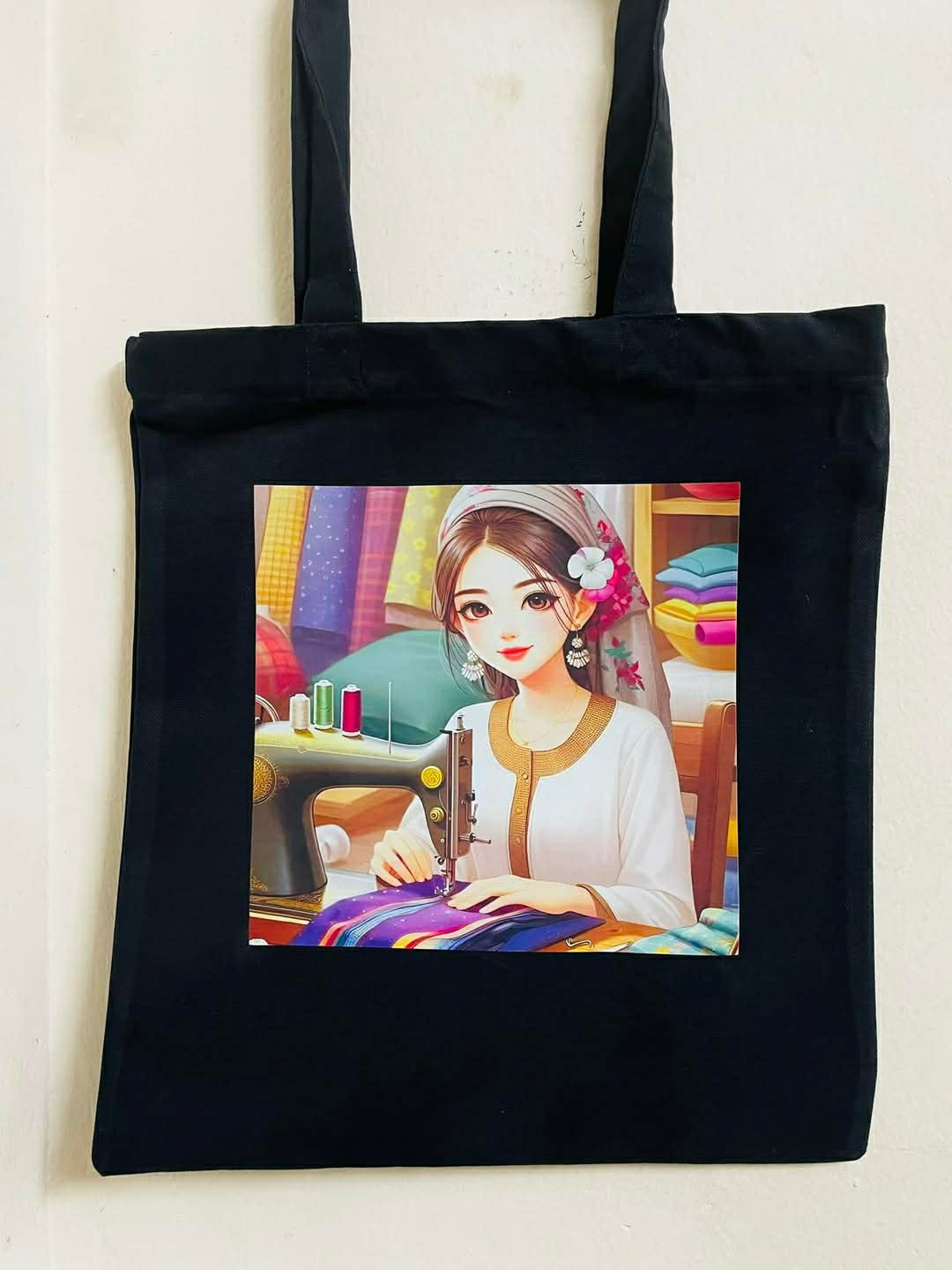 Printed Canvas Tote Bag for College and Shopping, 6 Colours