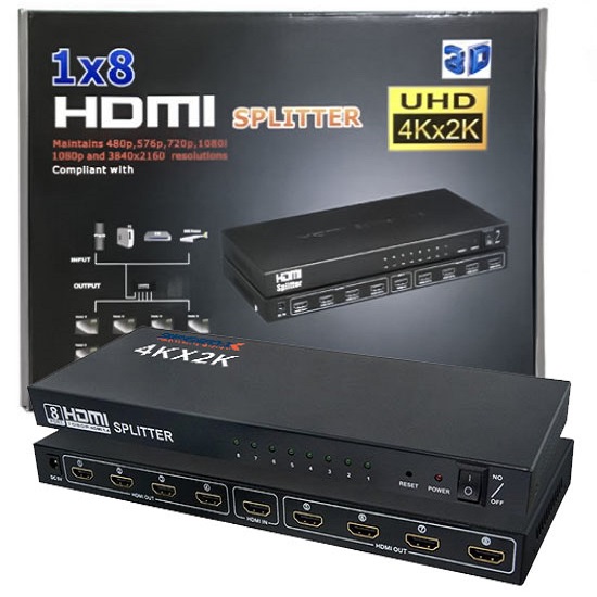 ৮ পোর্ট HDMI স্প্লিটার অ্যামপ্লিফায়ার PS3 3D HD টিভি সমর্থন 1080P HDTV