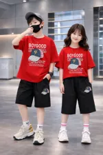 Kids' Drop Shoulder Printed T-Shirt and Pant Set, 2 to 5 Years