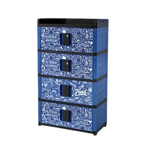 Kitchen Master সলিড ডোর 4 স্টেপ কেবিনেট Foodiz Blue