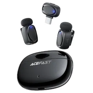 Acefast R2 ওয়্যারলেস ল্যাভালিয়ার মাইক্রোফোন – ডুয়াল মাইক