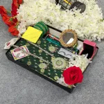 হাফ সিল্ক জামদানি শাড়ি কম্বো সেট - সবুজ