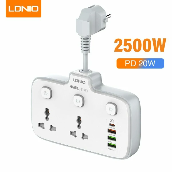 LDNIO SC2413 PD & QC3.0 2 ইউনিভার্সাল আউটলেট পাওয়ার সকেট