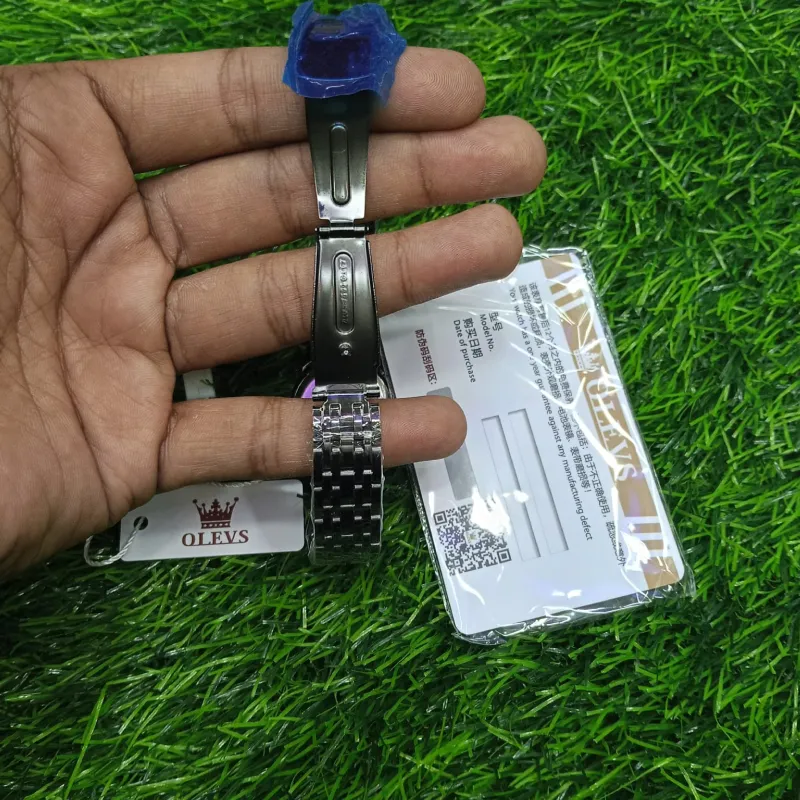 OLEVS 9931 মেয়েদের স্টেইনলেস স্টিল লুমিনাস ঘড়ি – কালো