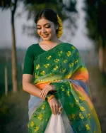 মহিলাদের হাফ সিল্ক হ্যান্ড পেইন্ট শাড়ি, 6টি রঙের অপশন