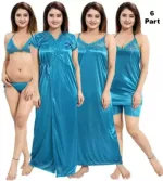 মহিলাদের সাটিন নাইট ড্রেস সেট লং নাইটি ও টপসহ