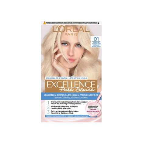 L'Oreal Excellence Pure Blonde ট্রিপল কেয়ার হেয়ার কালার - শেড 01 Superlight Natural Blonde