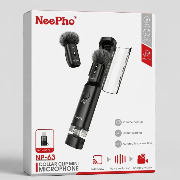 NeePho NP-63 ওয়্যারলেস ল্যাভালিয়ার মাইক্রোফোন কিট