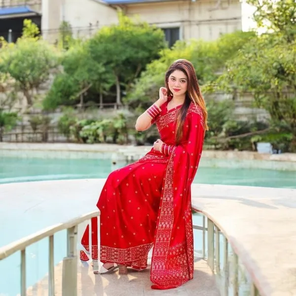 জাপানি সিল্ক শাড়ি, ব্লাউজ পিসসহ