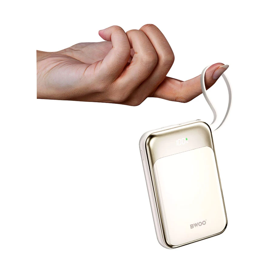 Bwoo BO-P80 10000mAh 22.5W Power Bank with USB-C Cable Milky White