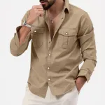 ছেলেদের ফুল হাতা ডাবল পকেট টুইল শার্ট