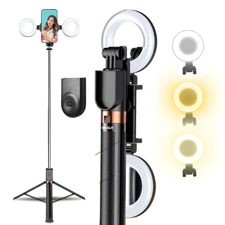 Plokama LIVE-K9 Pro 1700mm সেলফি স্টিক – ট্রাইপড স্ট্যান্ড ও রিং লাইটসহ
