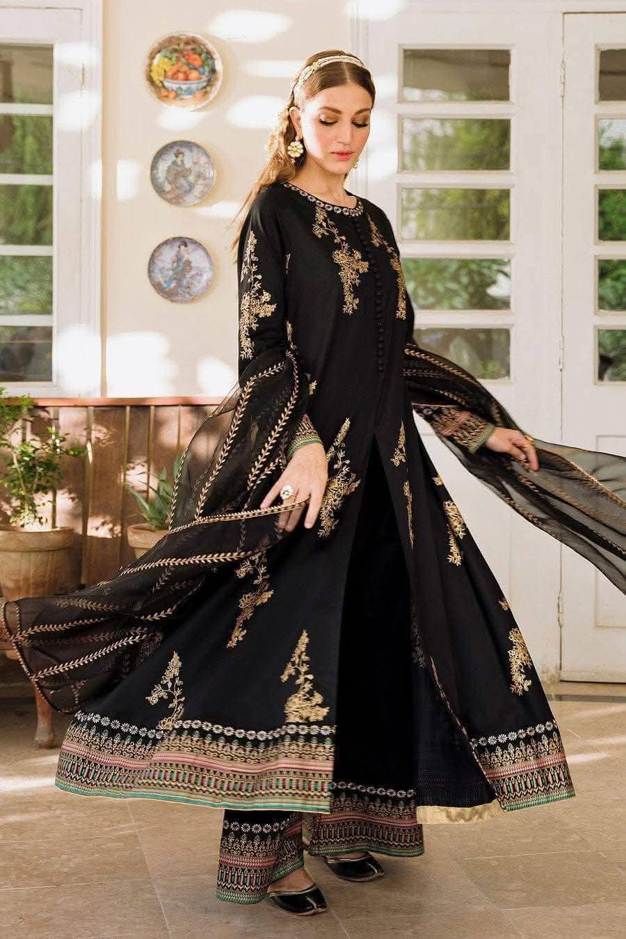 Women's AC Cotton Afsan Print Three Piece with Organza Orna