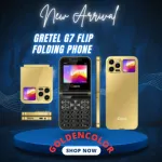 Gretel G7 ফ্লিপ ফোল্ডিং ফোন, ডুয়াল ডিসপ্লে (গোল্ড)