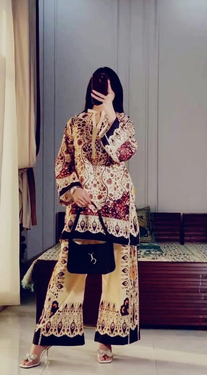 Cotton Silk Digital Print Two Piece for Women, 2 Colours