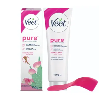 Veet Pure হেয়ার রিমুভাল ক্রিম Aloe Vera ও Rose Extracts 100g