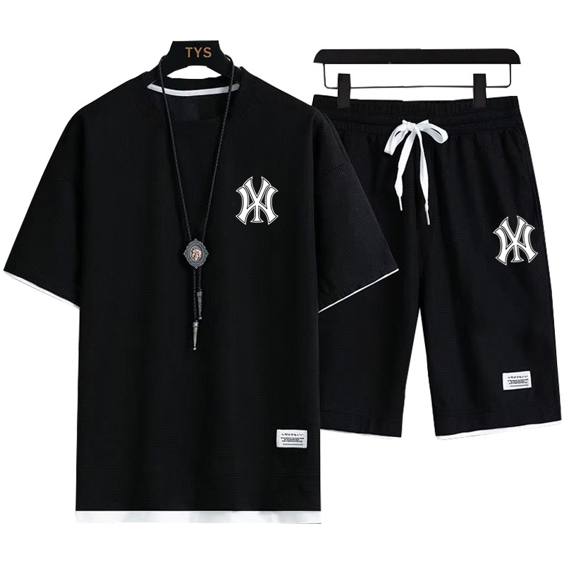Men's 160 GSM Mesh Fabric Tee and Shorts Set in 5 Colours