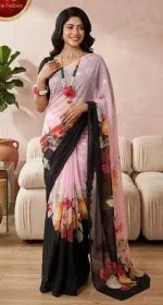 Lightweight Rongdhonu Georgette Saree with Blouse, 5 Colours
