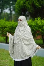 লং কটন হিজাব নিকাবসহ, ভিসকস কটন, পেছনে 50 ইঞ্চি