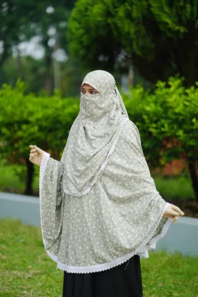 লং কটন হিজাব নিকাবসহ, ভিসকস কটন, পেছনে 50 ইঞ্চি