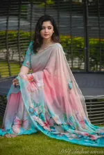 Topetor Silk Saree with Butterfly and Flower Digital Print