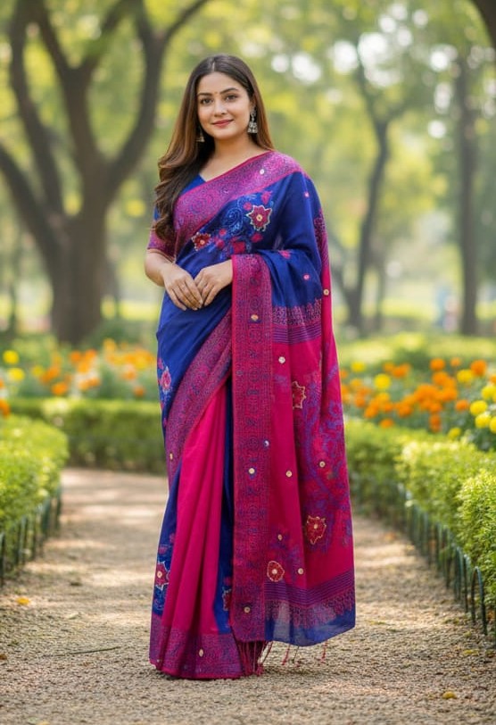 Women's Dhupian Silk Saree, 13 Haath, Without Blouse Piece