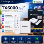 TX6000 Pro 5G Google TV বক্স – Android 15.0, 16GB র‍্যাম, 256GB স্টোরেজ, 4K আল্ট্রা এইচডি