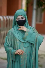 স্টোন ওয়ার্ক আবায়া ফুল সেট, ইনার, কোটি ও হিজাবসহ