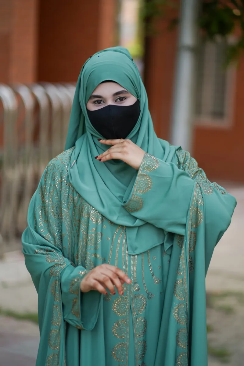 স্টোন ওয়ার্ক আবায়া ফুল সেট, ইনার, কোটি ও হিজাবসহ