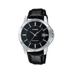 Casio MTP-V004L-1AUDF ডেট কালো লেদার বেল্ট পুরুষদের ঘড়ি