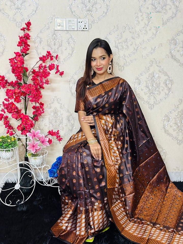 Soft Silk Katan Party Saree with Zari Weaving, 6 Colours