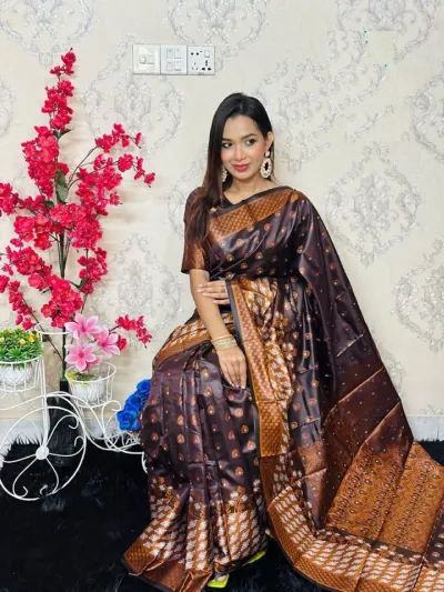 Soft Silk Katan Wedding Saree with Zari Design, 12 Haath