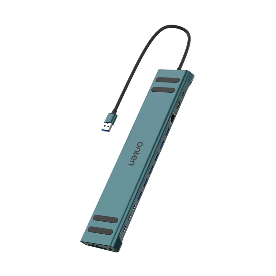 Onten OTN-9299 USB-A Multiport Hub with HDMI, Gigabit LAN, SD/TF, Teal