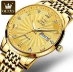 OLEVS 9931G বাটারফ্লাই লক কোয়ার্টজ ঘড়ি ছেলেদের, গোল্ডেন
