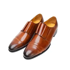 24093-Brown ছেলেদের ফর্মাল কাউ লেদার অক্সফোর্ড জুতা
