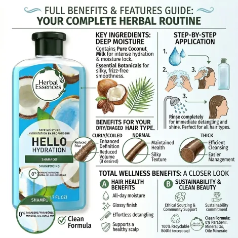 Herbal Essences ডিপ ময়েশ্চার Hello Hydration শ্যাম্পু 346ml