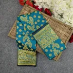 সিল্ক কাতান শাড়ি কম্বো সেট - ওশান গ্রিন