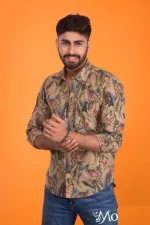 Men's Cotton Print Formal Shirt, Slim Fit, Sizes M to XL