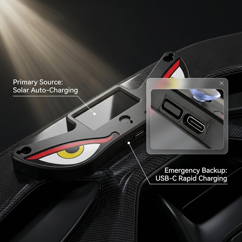 Solar Devil Eyes LED কার/বাইক উইন্ডো লাইট - মোশন সেন্সর ও USB-C চার্জিং