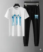 Men's Printed Mesh Jersey Tee and Trouser Set, Sizes M to XL