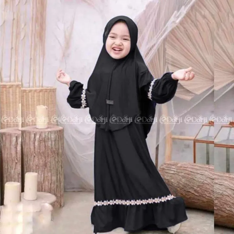 Large Kids Borka with Hijab for Girls, Sizes 36-44