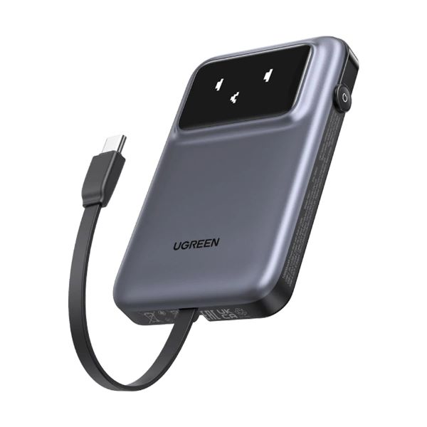 Ugreen PB511 10000mAh 30W কালো পাওয়ার ব্যাংক, বিল্ট-ইন কেবল ও ডিজিটাল ডিসপ্লে