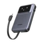 Ugreen PB511 10000mAh 30W কালো পাওয়ার ব্যাংক, বিল্ট-ইন কেবল ও ডিজিটাল ডিসপ্লে