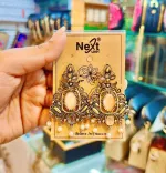 অ্যান্টিক গোল্ড প্যাস্টেল পিংক পিচ স্টোন ও পার্ল ড্রপ কানের দুল